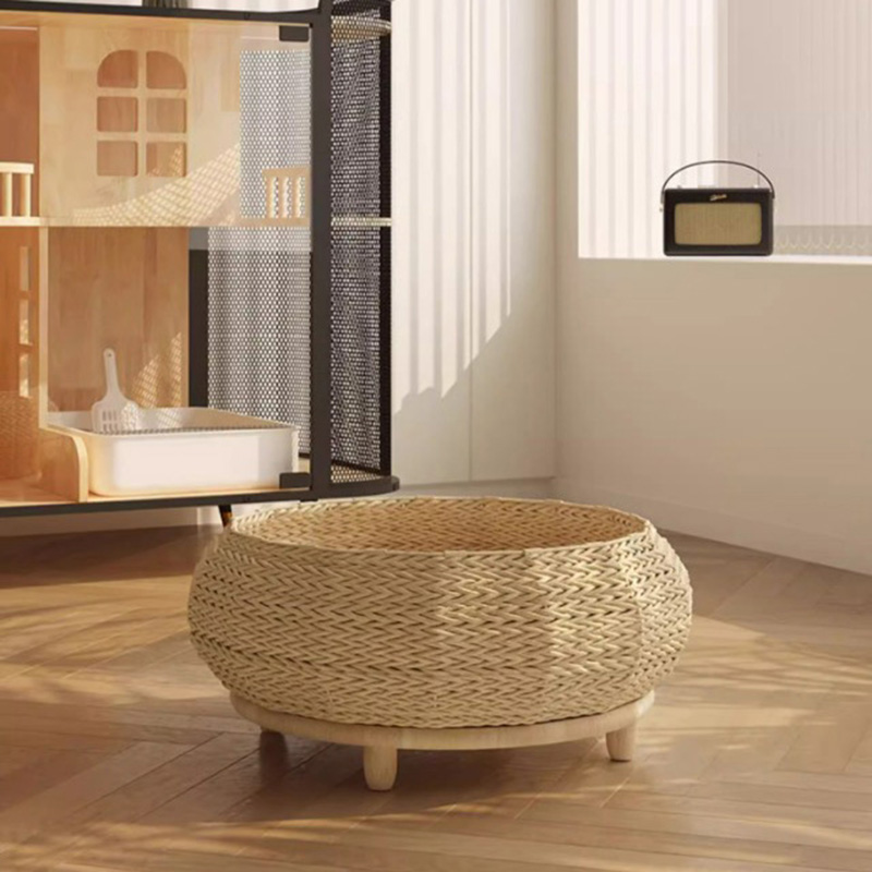 El yapımı doğal kraft kağıt yuva dokuma kedi köpek yatağı El yapımı doğal kraft kağıt yuva dokuma kedi köpek yatağı