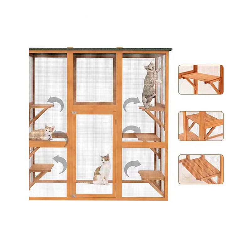Açık ahşap kedi evi su geçirmez kedi kafes villa Açık ahşap kedi evi su geçirmez kedi kafes villa