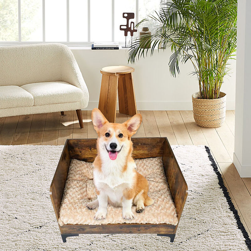 Çerçeveli modern kapalı ahşap yükseltilmiş köpek yatağı Çerçeveli modern kapalı ahşap yükseltilmiş köpek yatağı
