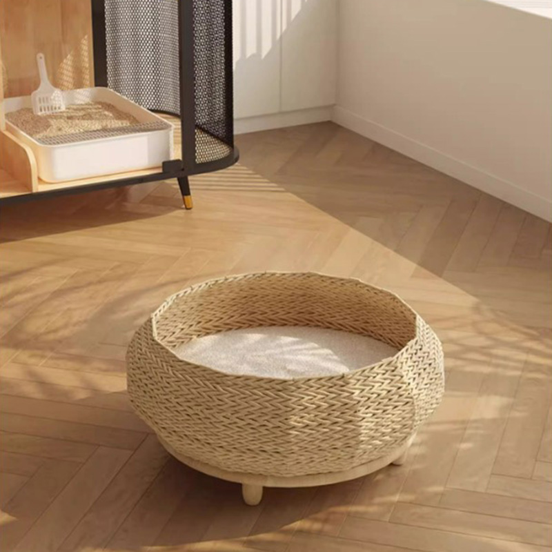 El yapımı doğal kraft kağıt yuva dokuma kedi köpek yatağı El yapımı doğal kraft kağıt yuva dokuma kedi köpek yatağı