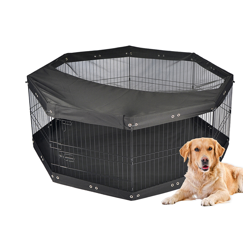 Üst kapalı ve alt ped ile 8 panel katlanabilir tel metal köpek oyun parkı Üst kapalı ve alt ped ile 8 panel katlanabilir tel metal köpek oyun parkı