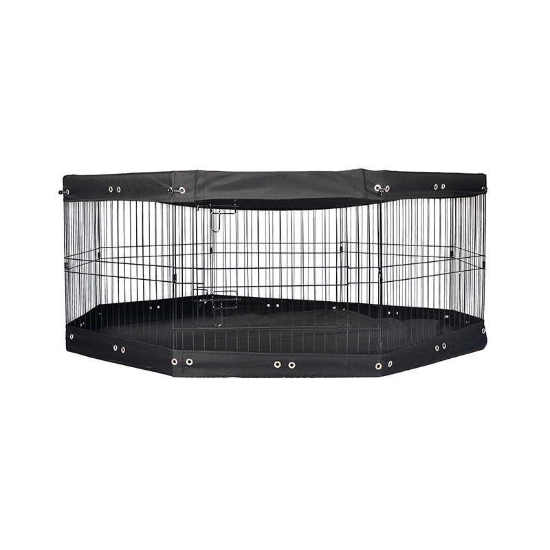 Üst kapalı ve alt ped ile 8 panel katlanabilir tel metal köpek oyun parkı