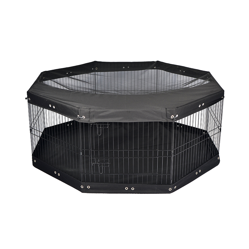 Üst kapalı ve alt ped ile 8 panel katlanabilir tel metal köpek oyun parkı Üst kapalı ve alt ped ile 8 panel katlanabilir tel metal köpek oyun parkı