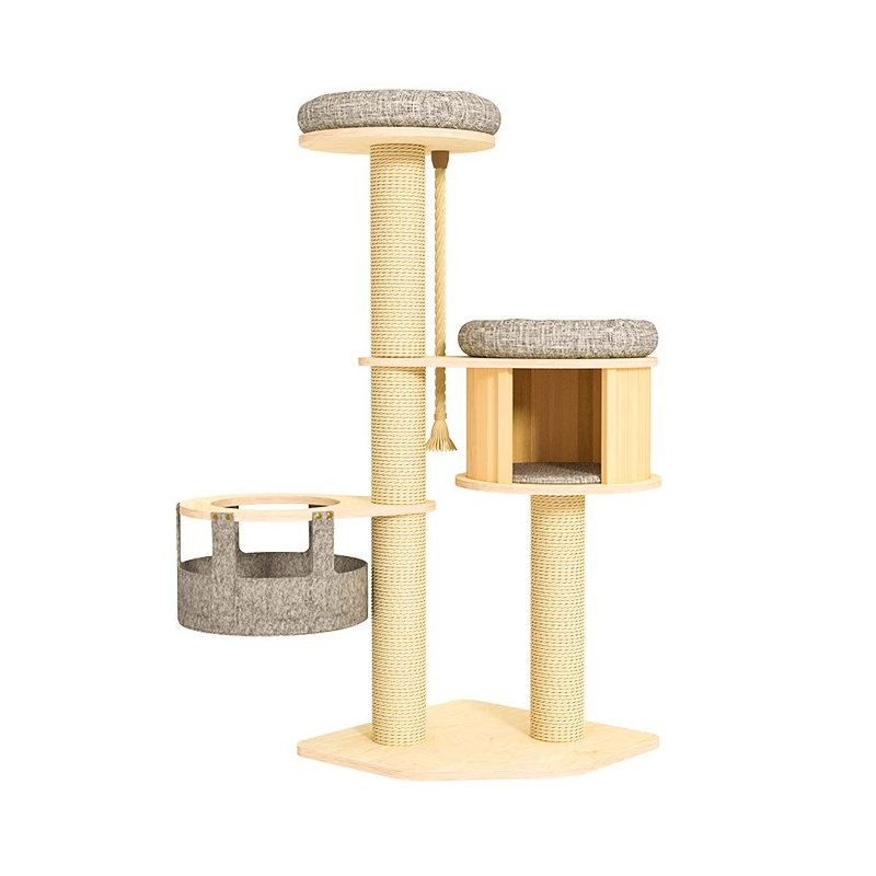 Tavandan Tavandan Ahşap Kınamak Tırmanma Çerçevesi Kedi Ağacı Kulesi