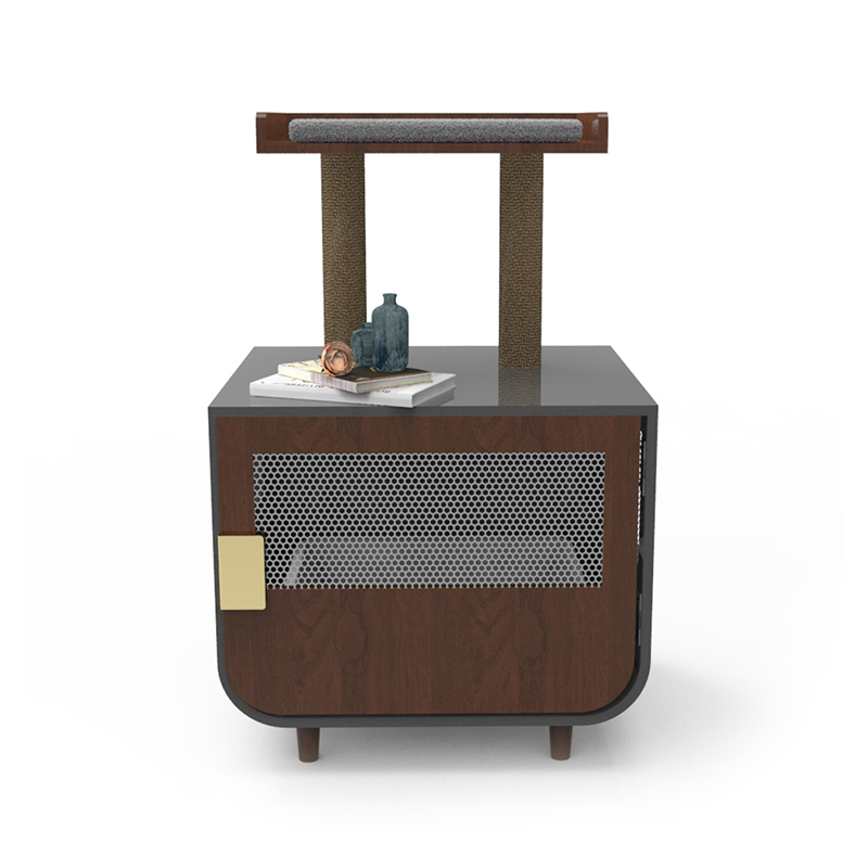 Çöp dolabı ile ahşap gizli tuvalet mobilya kedi kafesi