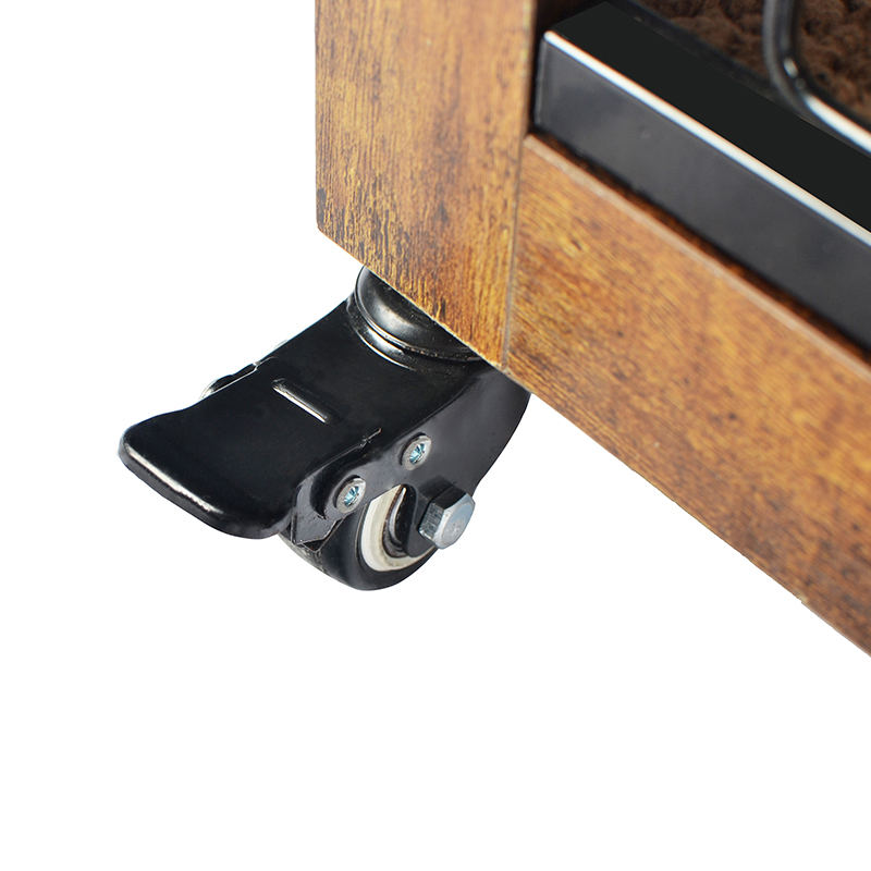 Yastık ve tekerleklerle kapalı ahşap mobilya tarzı köpek kafesi Yastık ve tekerleklerle kapalı ahşap mobilya tarzı köpek kafesi