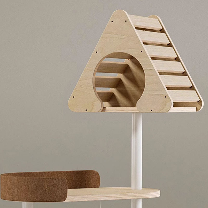 Minimalist geometrik sevimli ahşap kule kapalı kınamak yuva kedi ağacı Minimalist geometrik sevimli ahşap kule kapalı kınamak yuva kedi ağacı