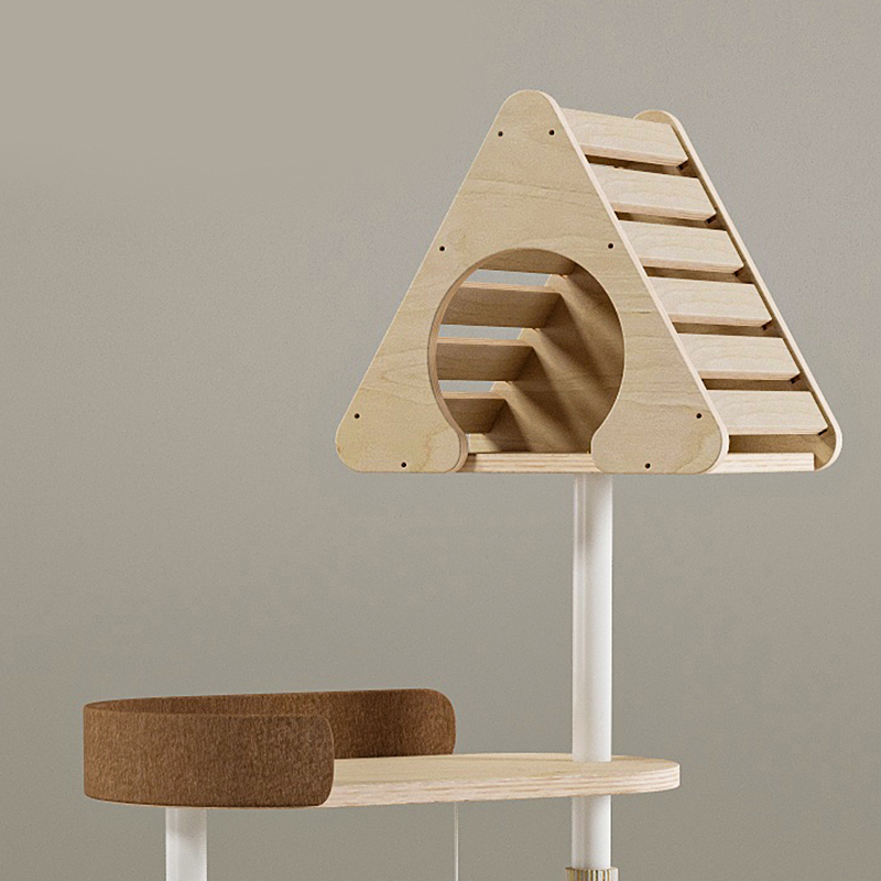 Minimalist geometrik sevimli ahşap kule kapalı kınamak yuva kedi ağacı Minimalist geometrik sevimli ahşap kule kapalı kınamak yuva kedi ağacı