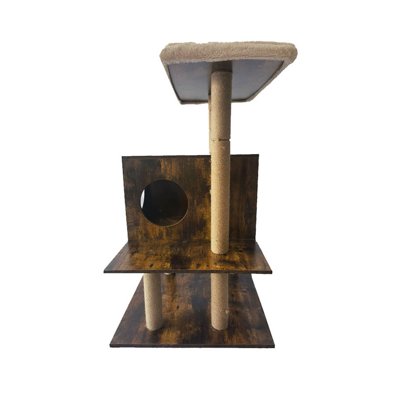 Ahşap Kule Cat House Sisal Kırılma Mesajları Kedi Ağacı Tırmanma Çerçevesi