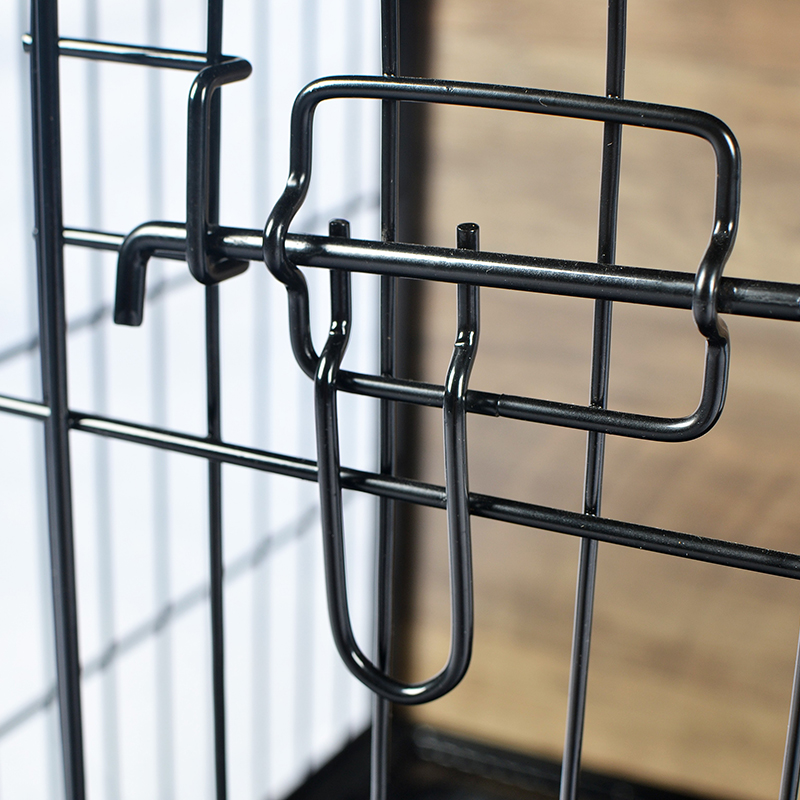 Fildişi kapalı büyük ahşap mobilya tarzı metal köpek sandığı Fildişi kapalı büyük ahşap mobilya tarzı metal köpek sandığı