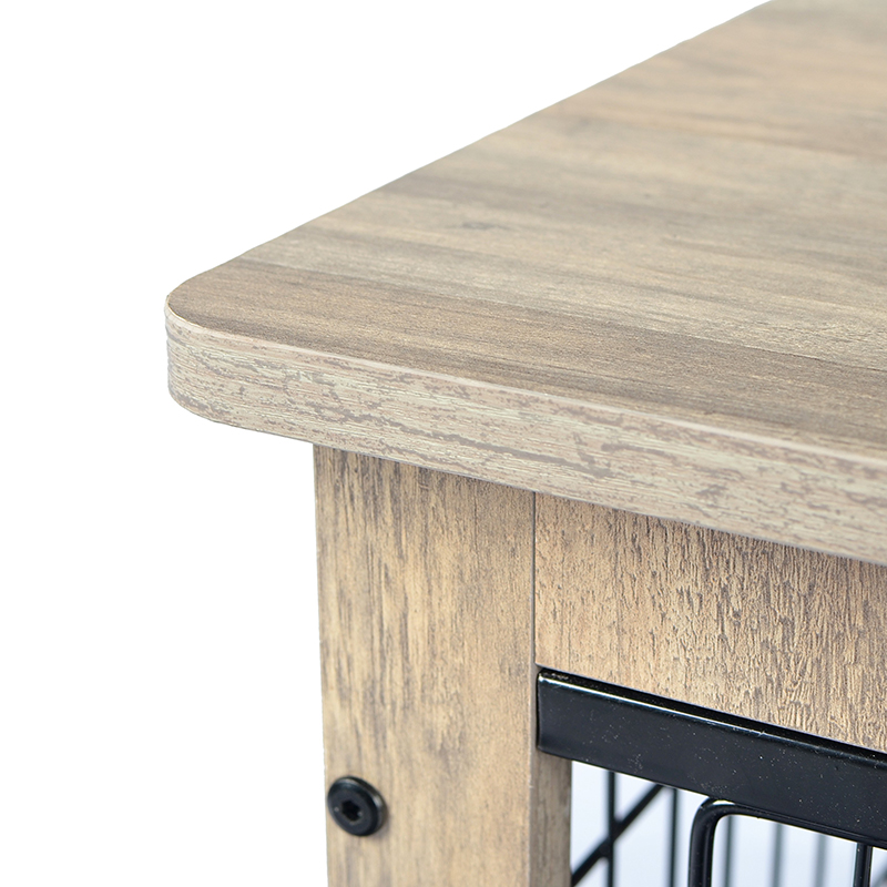 Fildişi kapalı büyük ahşap mobilya tarzı metal köpek sandığı Fildişi kapalı büyük ahşap mobilya tarzı metal köpek sandığı