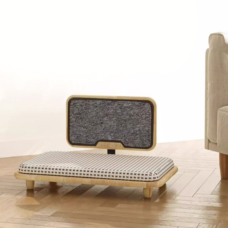 Kırıklama tahtası ile masif ahşap rahat kedi yatak yuvası Kırıklama tahtası ile masif ahşap rahat kedi yatak yuvası