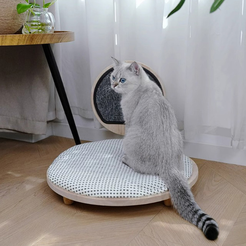 Kırıklama tahtası ile masif ahşap rahat kedi yatak yuvası Kırıklama tahtası ile masif ahşap rahat kedi yatak yuvası