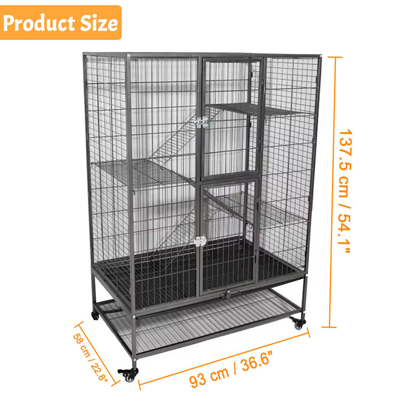 Büyük Ağır Hizmet 2/3/4 katmanlı metal kapalı tüp kedi kafesi tekerlekler Büyük Ağır Hizmet 2/3/4 katmanlı metal kapalı tüp kedi kafesi tekerlekler