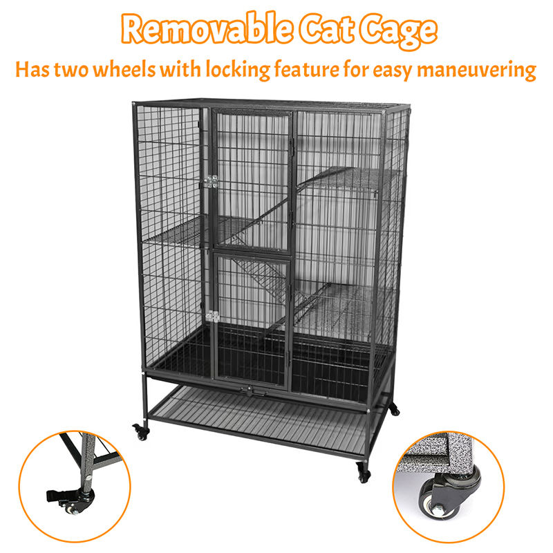 Büyük Ağır Hizmet 2/3/4 katmanlı metal kapalı tüp kedi kafesi tekerlekler Büyük Ağır Hizmet 2/3/4 katmanlı metal kapalı tüp kedi kafesi tekerlekler