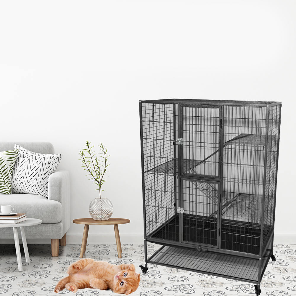 Büyük Ağır Hizmet 2/3/4 katmanlı metal kapalı tüp kedi kafesi tekerlekler Büyük Ağır Hizmet 2/3/4 katmanlı metal kapalı tüp kedi kafesi tekerlekler