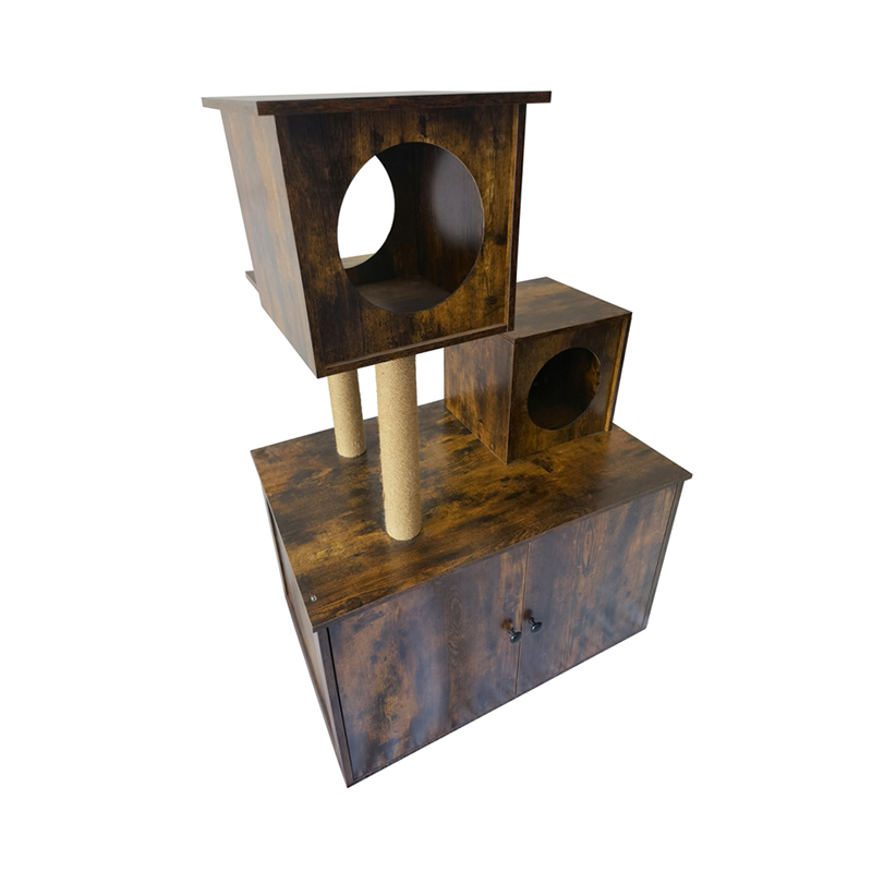 Ahşap kedi ev kulesi kapalı kedi ağacı tırmanma çerçevesi çöp kutusu