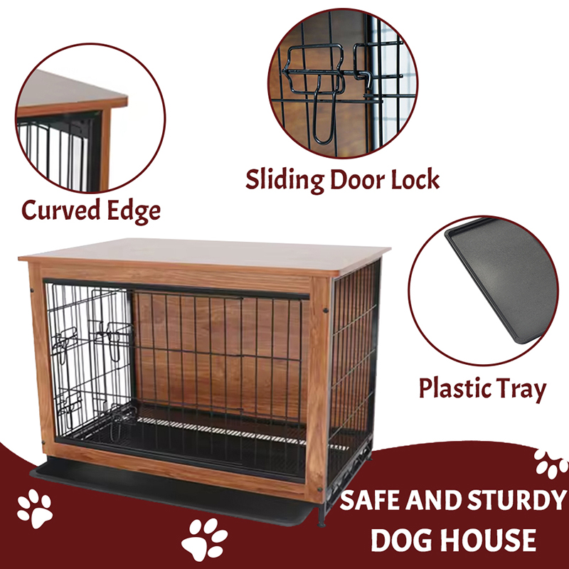 Kapalı büyük ahşap metal mobilya tarzı köpek sandığı Kapalı büyük ahşap metal mobilya tarzı köpek sandığı