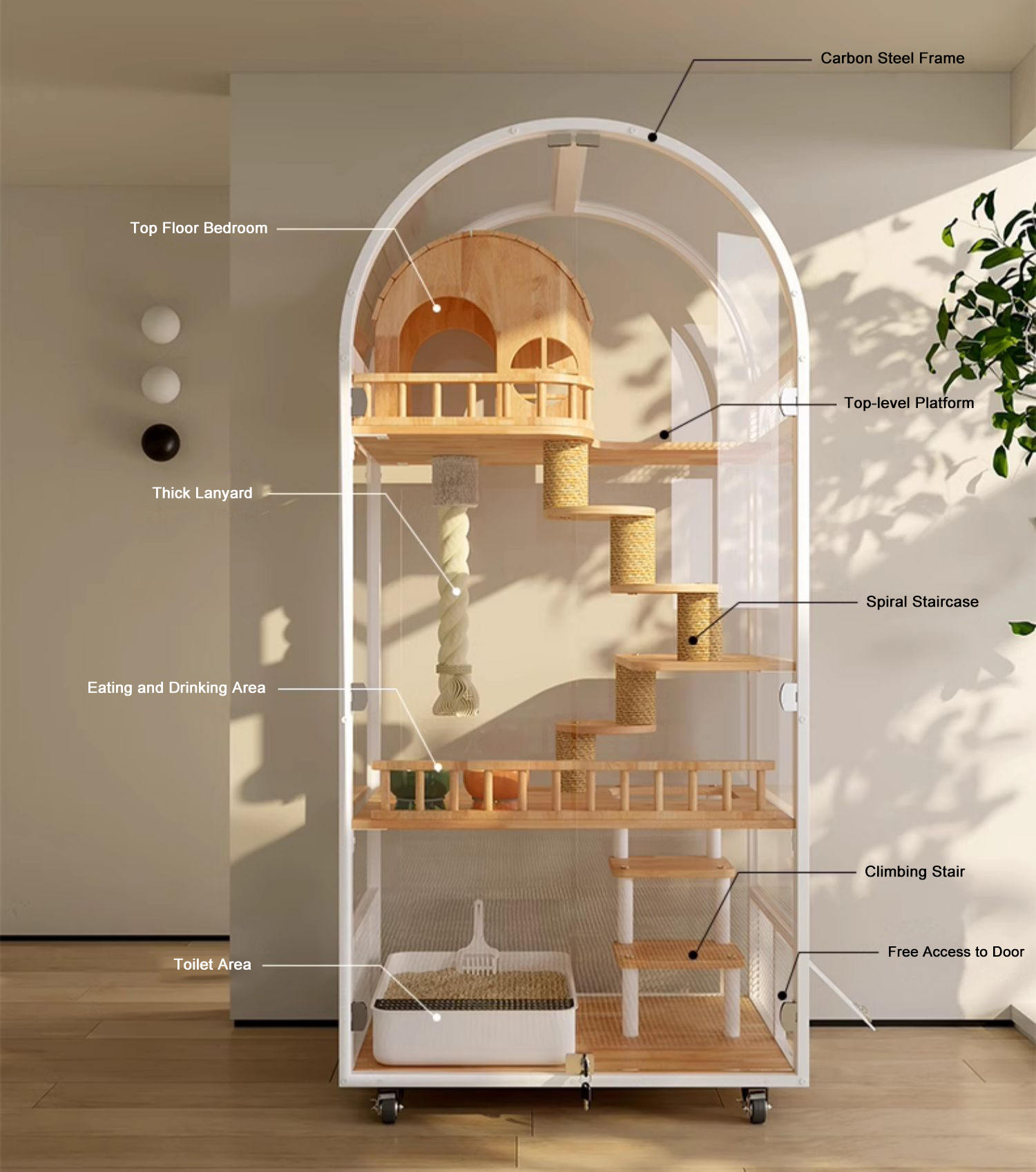 Kapalı ahşap kedi evi otel panoramik villa katı kedi kafes muhafaza kabini Kapalı ahşap kedi evi otel panoramik villa katı kedi kafes muhafaza kabini