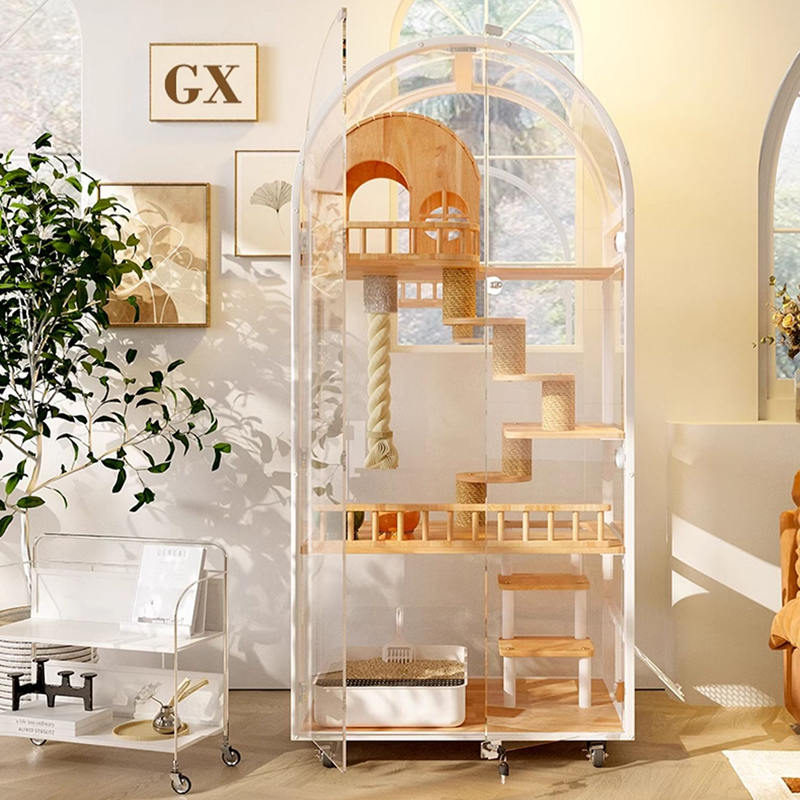 Kapalı ahşap kedi evi otel panoramik villa katı kedi kafes muhafaza kabini Kapalı ahşap kedi evi otel panoramik villa katı kedi kafes muhafaza kabini