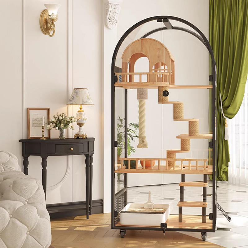 Kapalı ahşap kedi evi otel panoramik villa katı kedi kafes muhafaza kabini Kapalı ahşap kedi evi otel panoramik villa katı kedi kafes muhafaza kabini