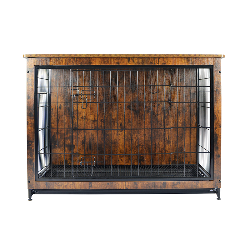Kapalı ahşap mobilya tarzı metal köpek kafesi