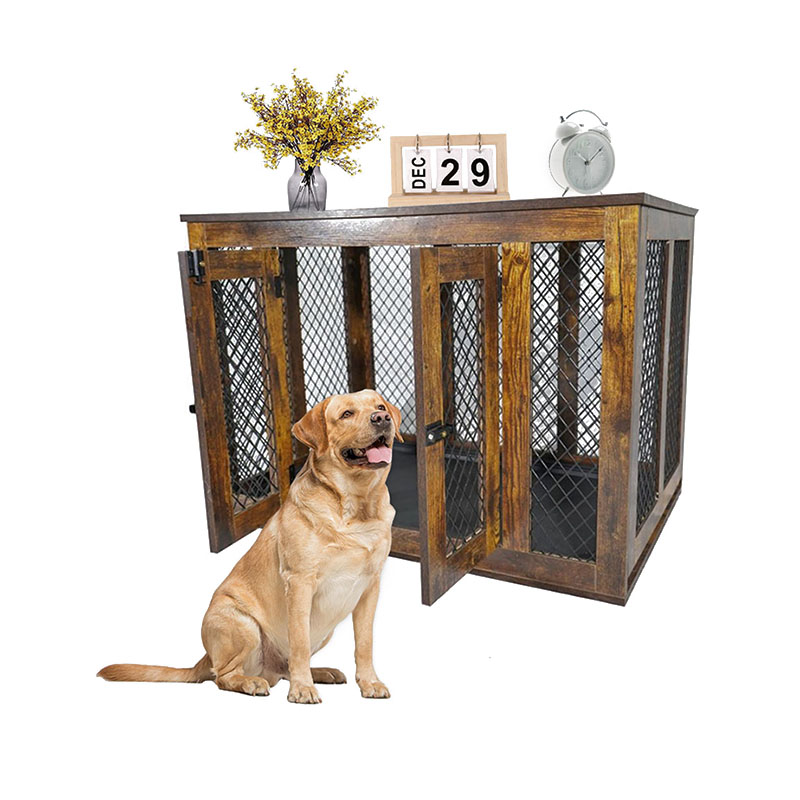 Kapalı mobilya tarzı ahşap metal büyük köpek kafesleri Kapalı mobilya tarzı ahşap metal büyük köpek kafesleri