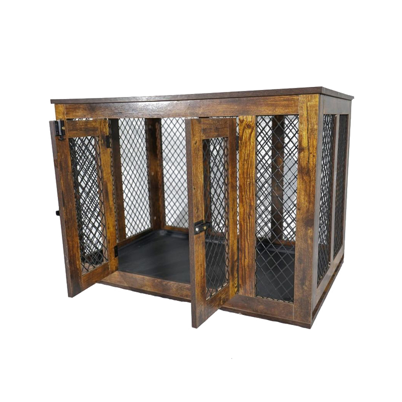Kapalı mobilya tarzı ahşap metal büyük köpek kafesleri Kapalı mobilya tarzı ahşap metal büyük köpek kafesleri