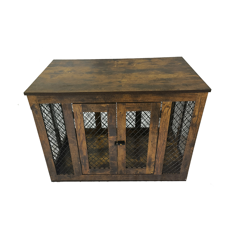 Kapalı mobilya tarzı ahşap metal büyük köpek kafesleri Kapalı mobilya tarzı ahşap metal büyük köpek kafesleri