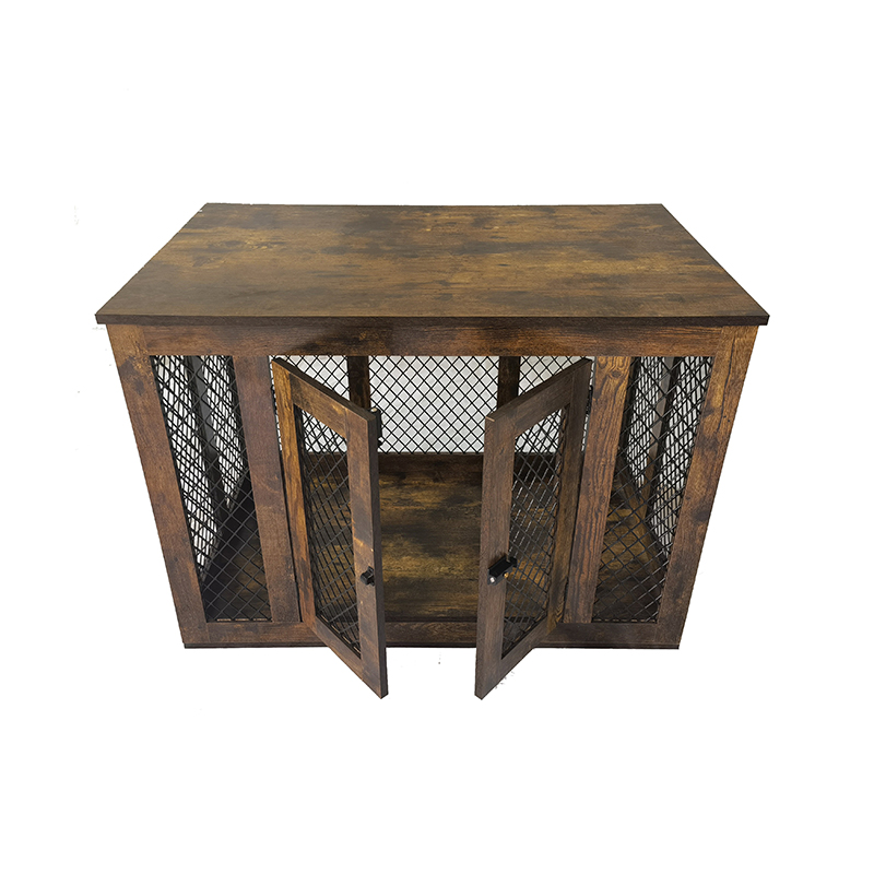 Kapalı mobilya tarzı ahşap metal büyük köpek kafesleri Kapalı mobilya tarzı ahşap metal büyük köpek kafesleri