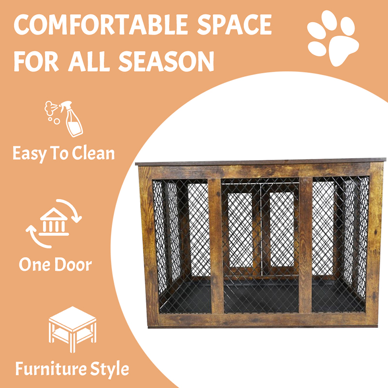 Kapalı mobilya tarzı ahşap metal büyük köpek kafesleri Kapalı mobilya tarzı ahşap metal büyük köpek kafesleri