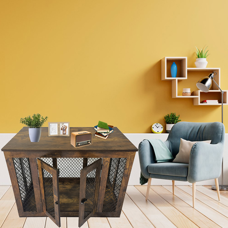 Kapalı mobilya tarzı ahşap metal büyük köpek kafesleri Kapalı mobilya tarzı ahşap metal büyük köpek kafesleri