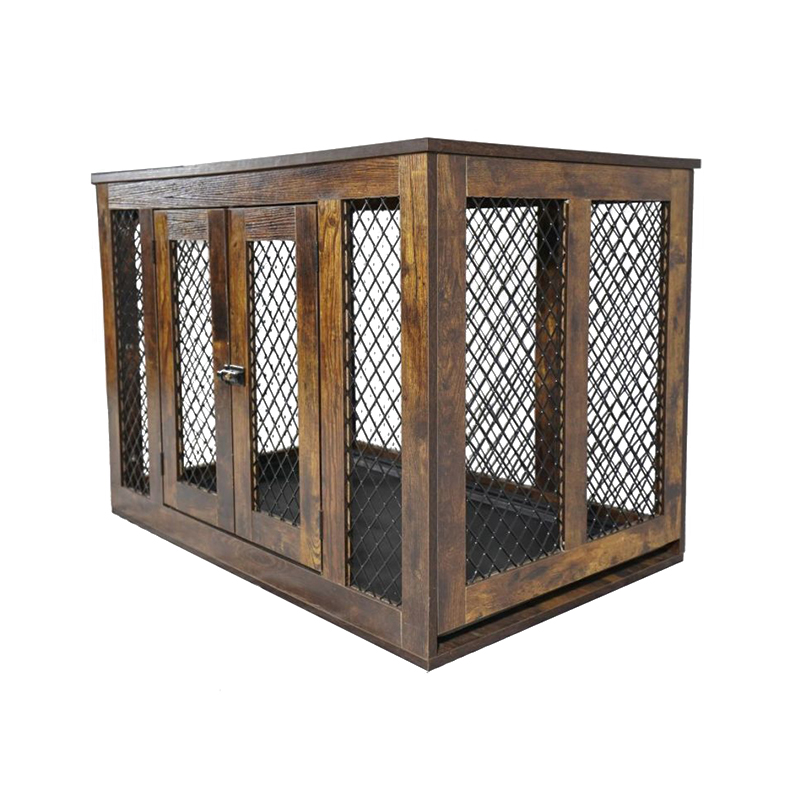 Kapalı mobilya tarzı ahşap metal büyük köpek kafesleri Kapalı mobilya tarzı ahşap metal büyük köpek kafesleri