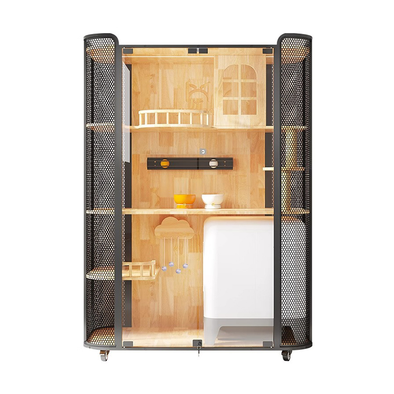 Kauçuk Ahşap Kedi Evi Dolabı Panoramik Villa Kafesi