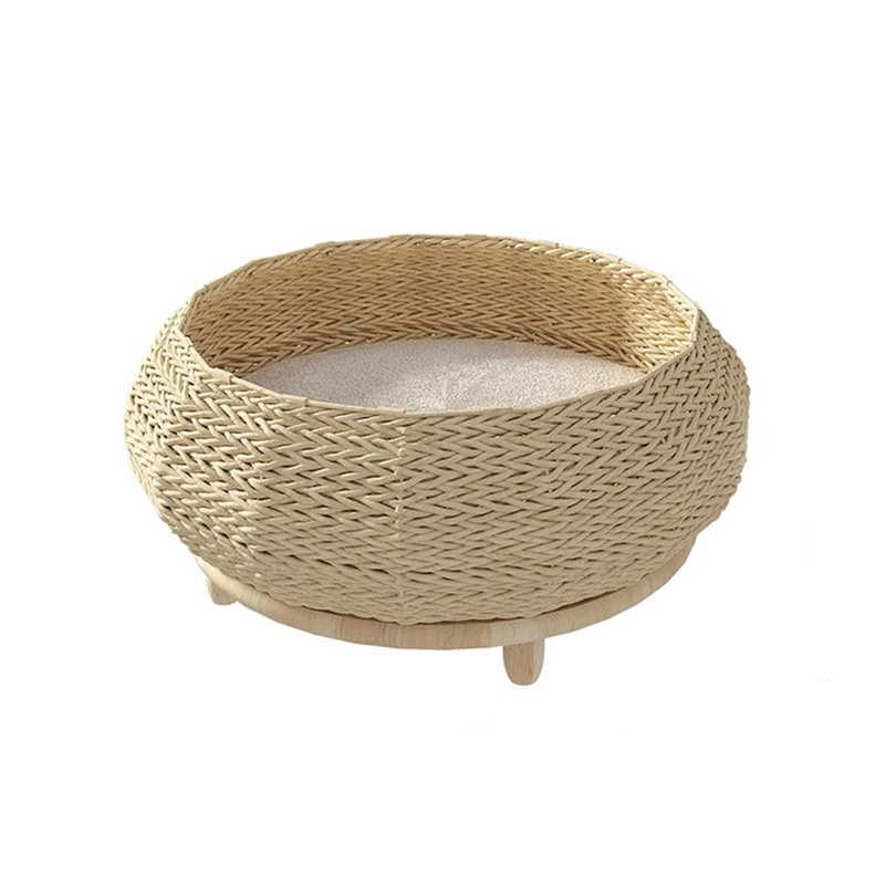 El yapımı doğal kraft kağıt yuva dokuma kedi köpek yatağı El yapımı doğal kraft kağıt yuva dokuma kedi köpek yatağı