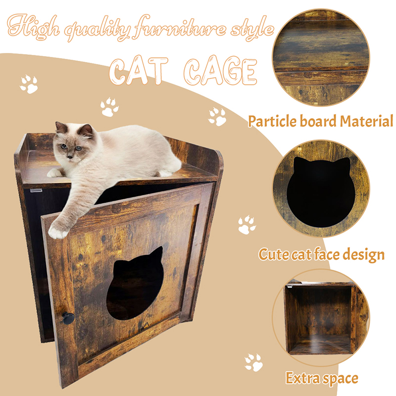 Kapalı yan masa çöp dolabı mobilya tarzı kedi kafes Kapalı yan masa çöp dolabı mobilya tarzı kedi kafes